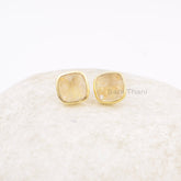 Golden Rutilated Quartz Earrings - 925 Silver - 9mm Faceted Cushion - Rose Gold Plated - Trendy Jewelry - Gift For Summer - Jewelry For Lady